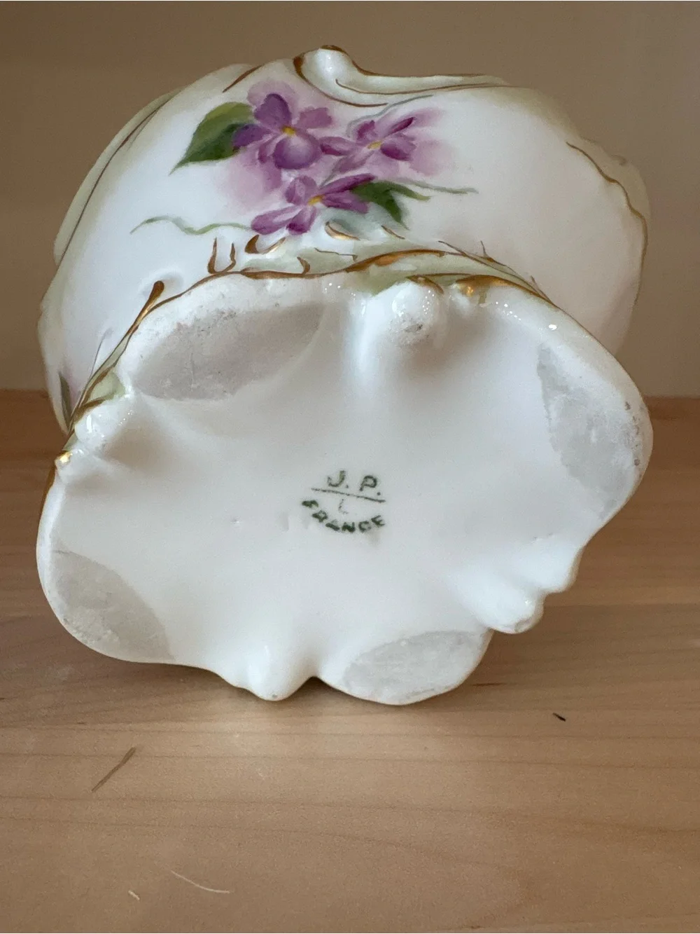 Antique Jean Pouyat Limoges (J.P.L.) Porcelain Basket Hand Painted Flowers